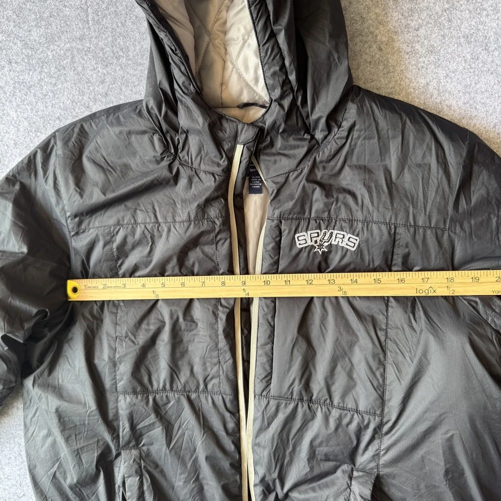 G-III Sports San Antonio Spurs Puffer‎ Jacket XL Black Quilted Hooded NBA